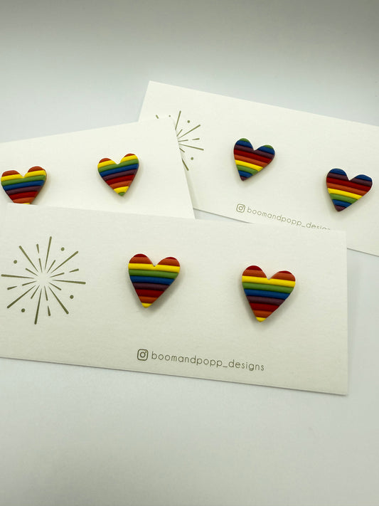 Rainbow Heart Studs